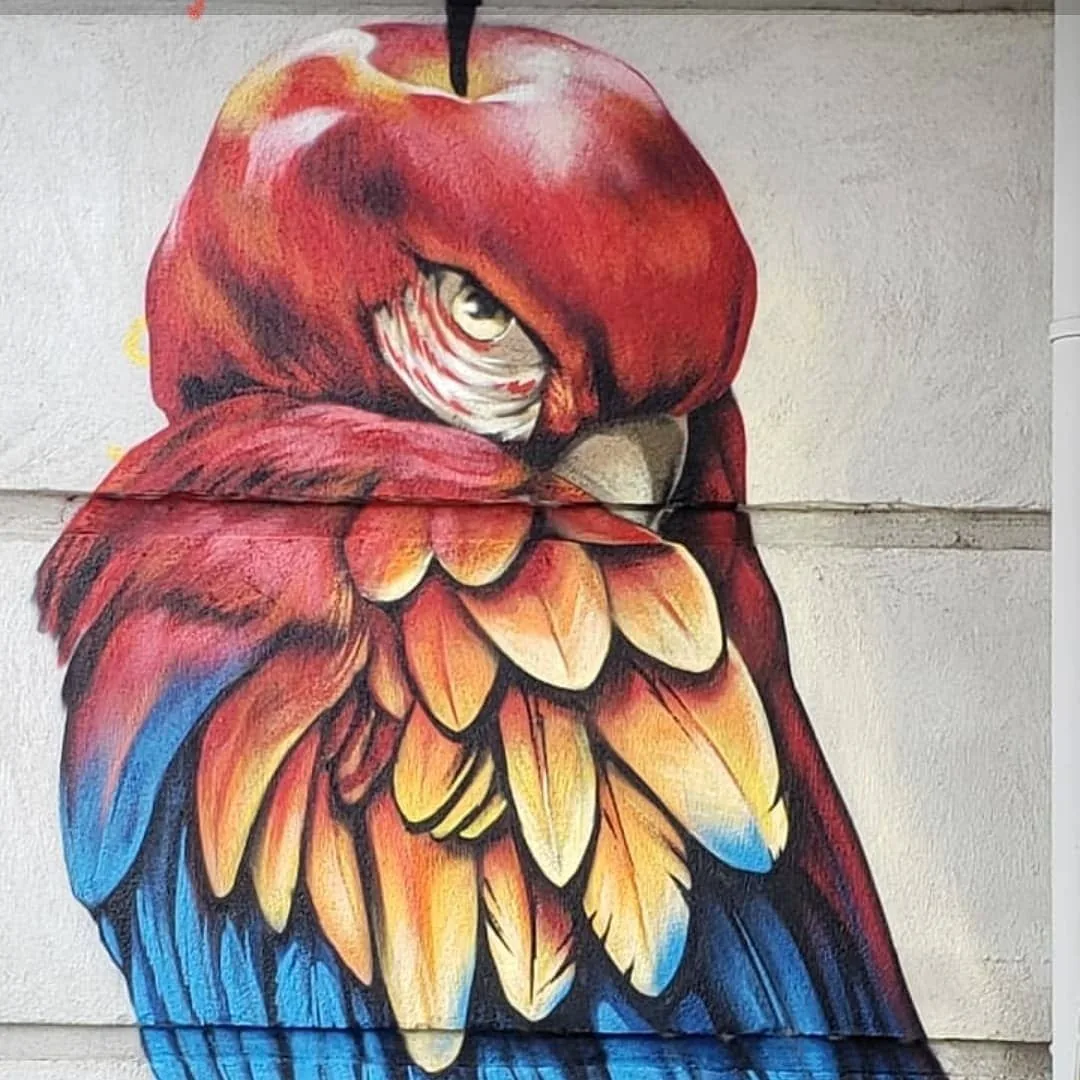 Loro pintado con pintura Molotow